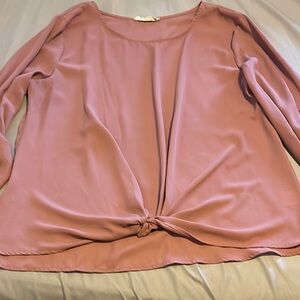 Pink Republic Pink 3/4 Sleeve Tie Front Blouse